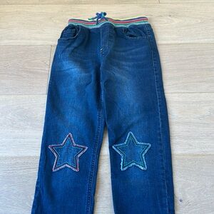 Mini Boden Jeans with Embroidered Stars on Knees, Size 9